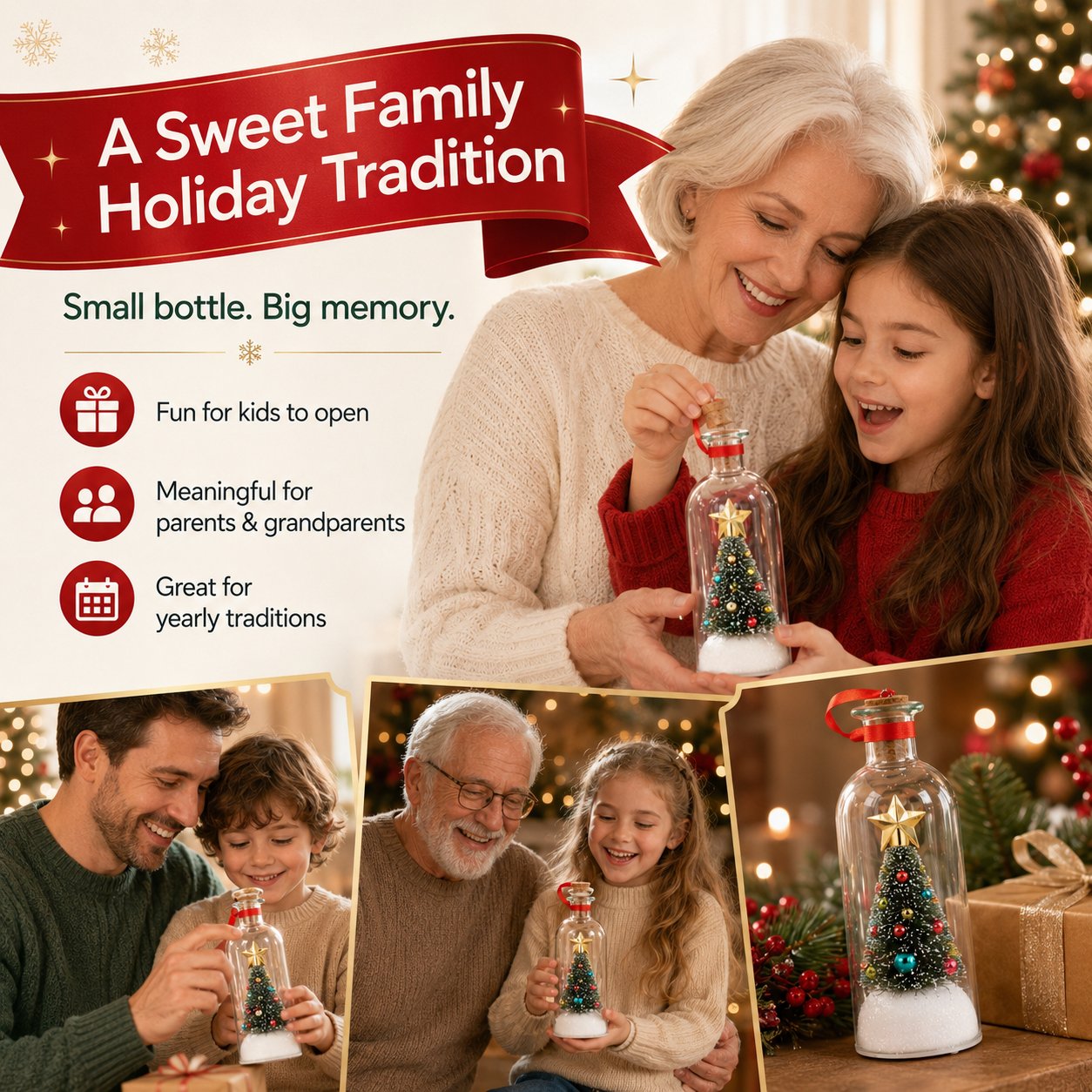 Family enjoying a recordable Christmas message bottle