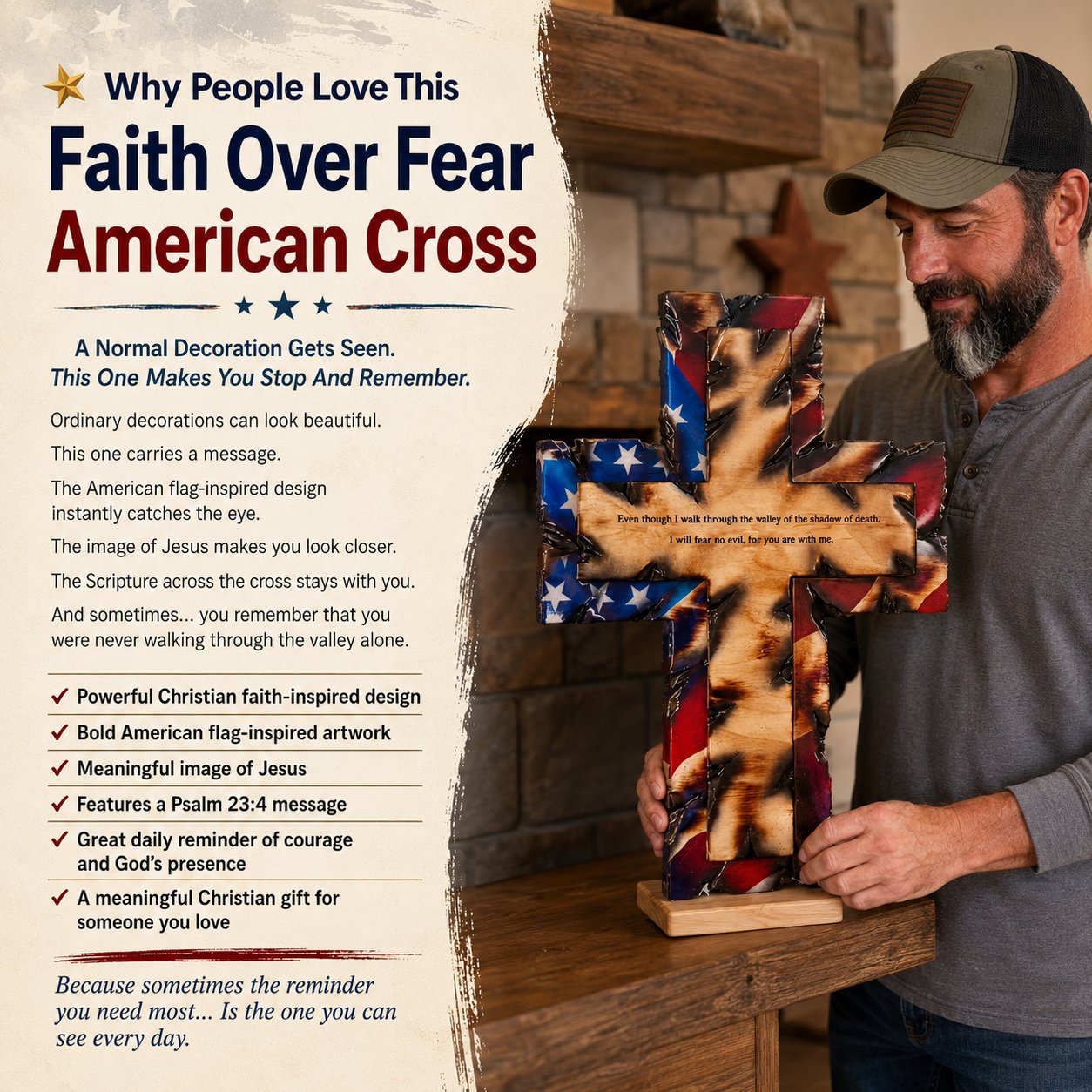 Faith Over Fear Cross Christian Decor