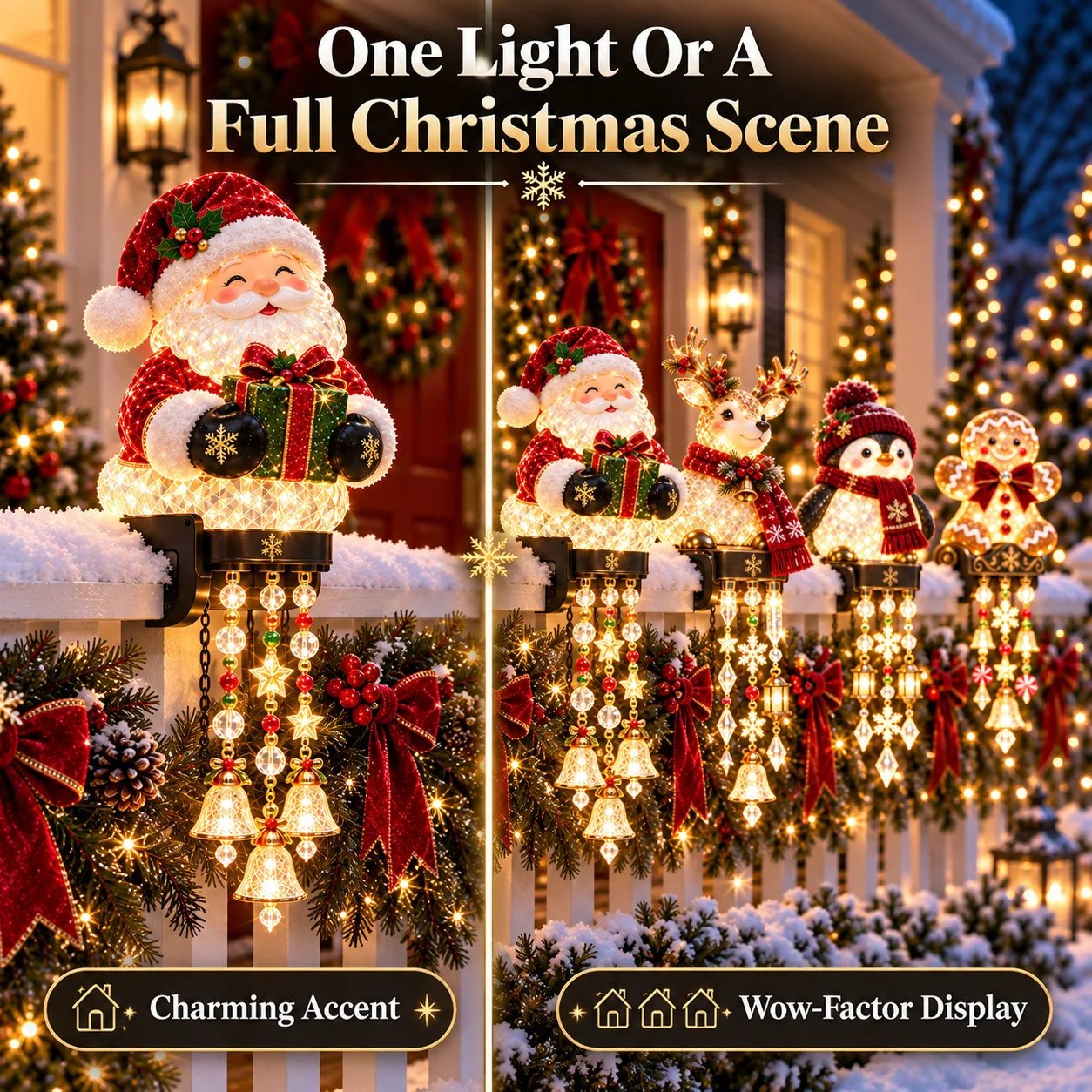 Single and Multiple Christmas Railing Lights