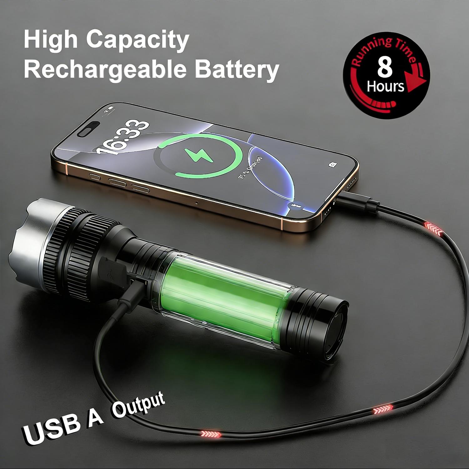 Flashlight with emergency phone charging power bank