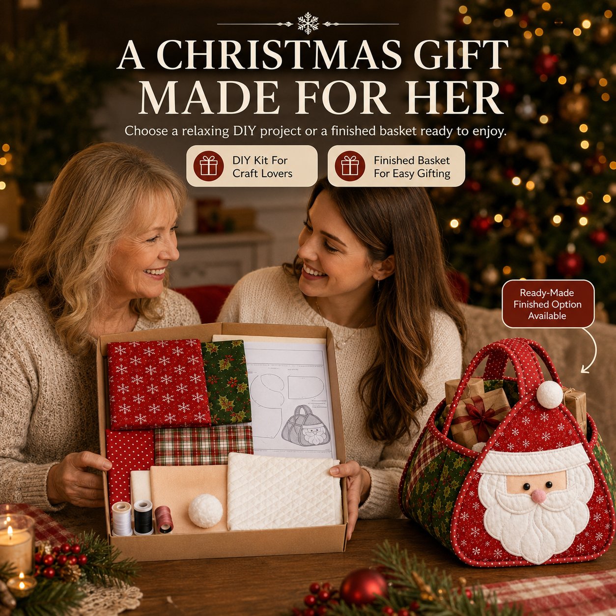 Christmas quilted carry basket styles