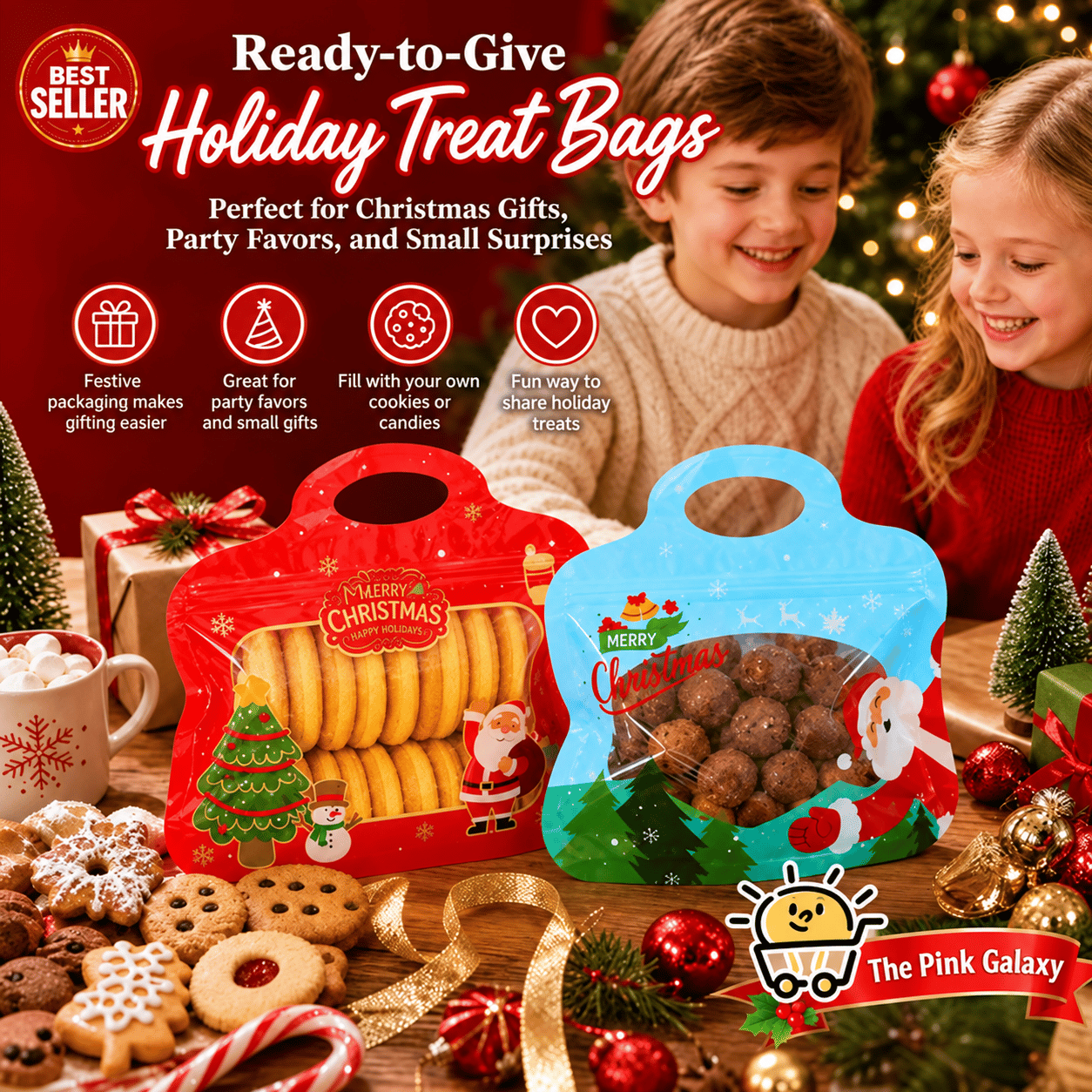 Christmas gift bag with carry handle