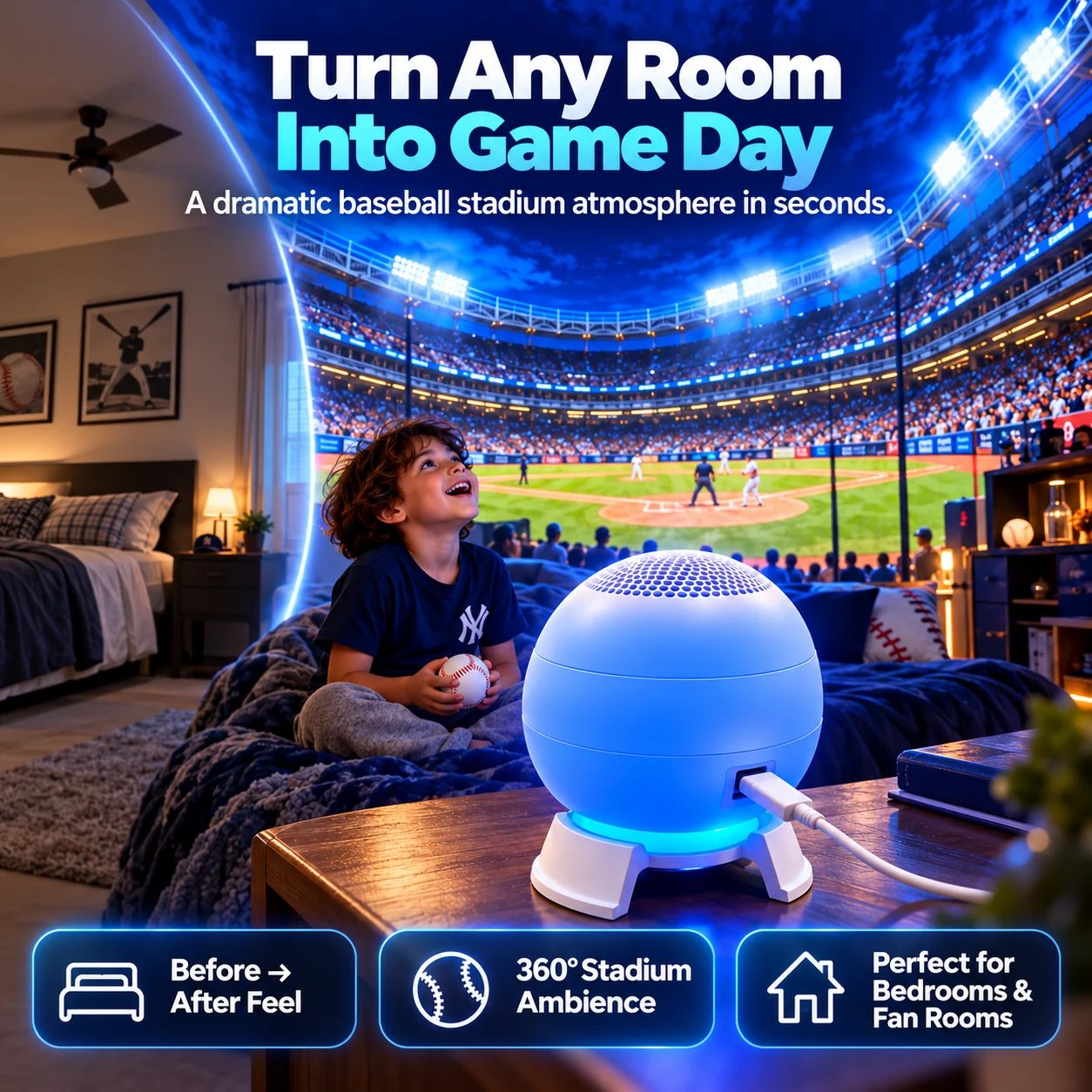 ⚾ Baseball Stadium Projection Light – Game-Day Room Decor lifestyle