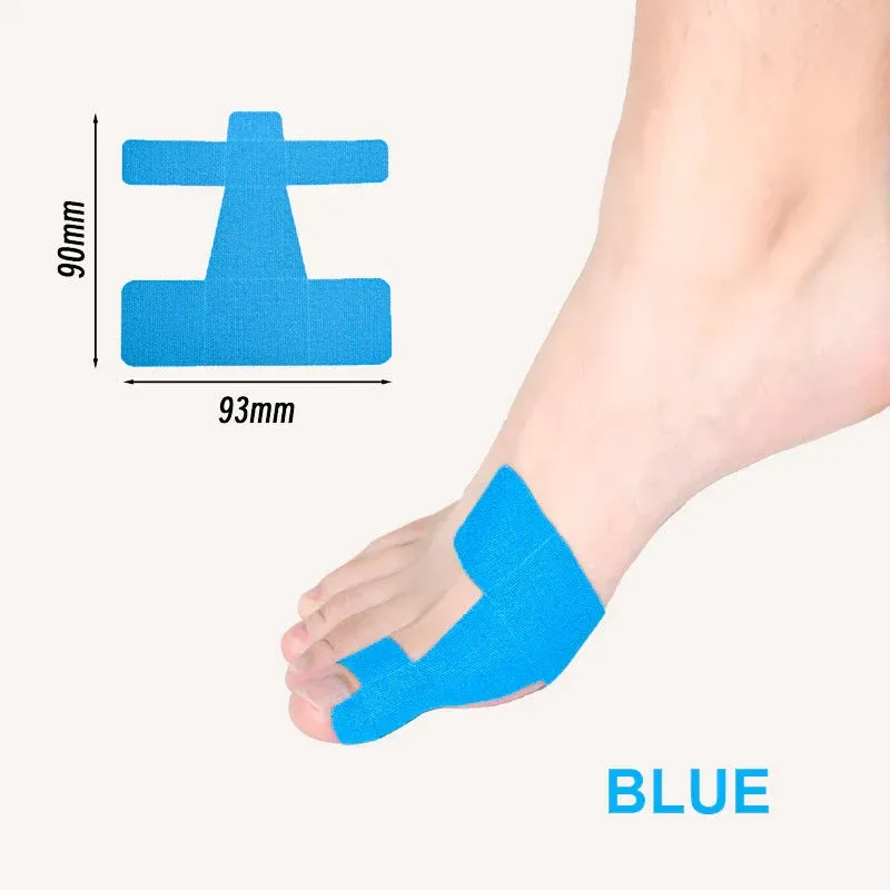 Vorgeschnittenes Kinesiologie-Tape zur Korrektur von Ballenzehen - Blau / 20 Stück