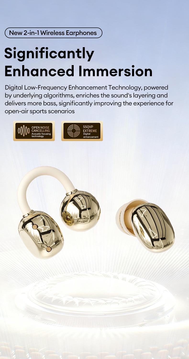 GT630S Bluetooth Wireless Earbuds with Chargeable Power Bank Case, 4 Earbuds, Clip-On Design, Noise Cancellation, Water Resistant, Reverse Phone Charging, Audio for Sports & Sleep, Android & iOS Compatible GT630S Bluetooth Wireless Earbuds with Chargeable Power Bank Case, 4 Earbuds, Clip-On Design, Noise Cancellation, Water Resistant, Reverse Phone Charging, Audio for Sports & Sleep, Android & iOS Compatible