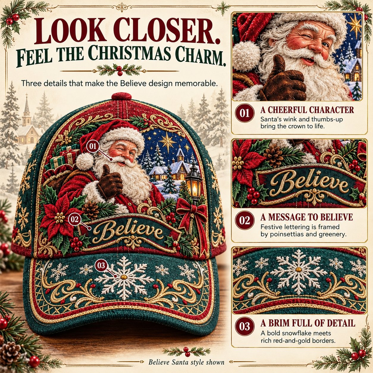 🎄 Christmas Graphic Baseball Cap | 7 Festive Adjustable Styles product view 1