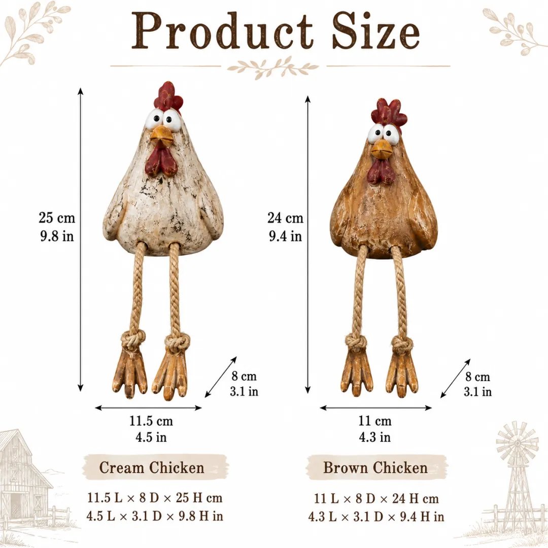 Chicken shelf sitters showing natural jute rope legs and distressed farmhouse finish