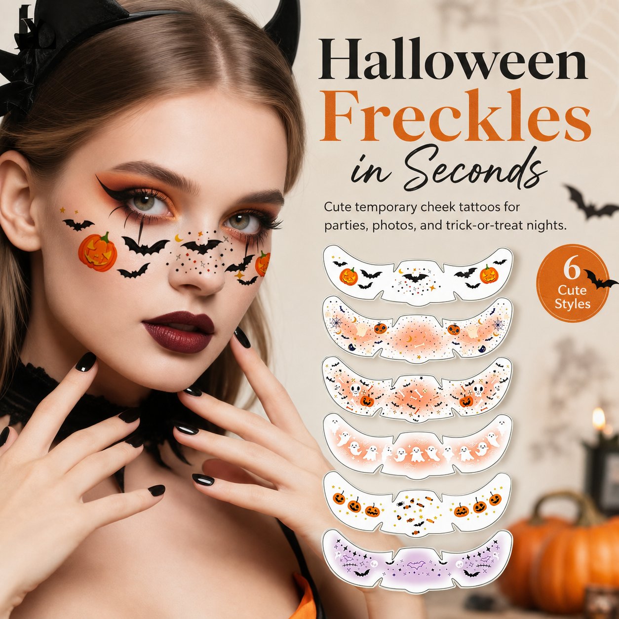 Temporary Freckle Face Tattoos – 6 Themed Styles – product visual 3
