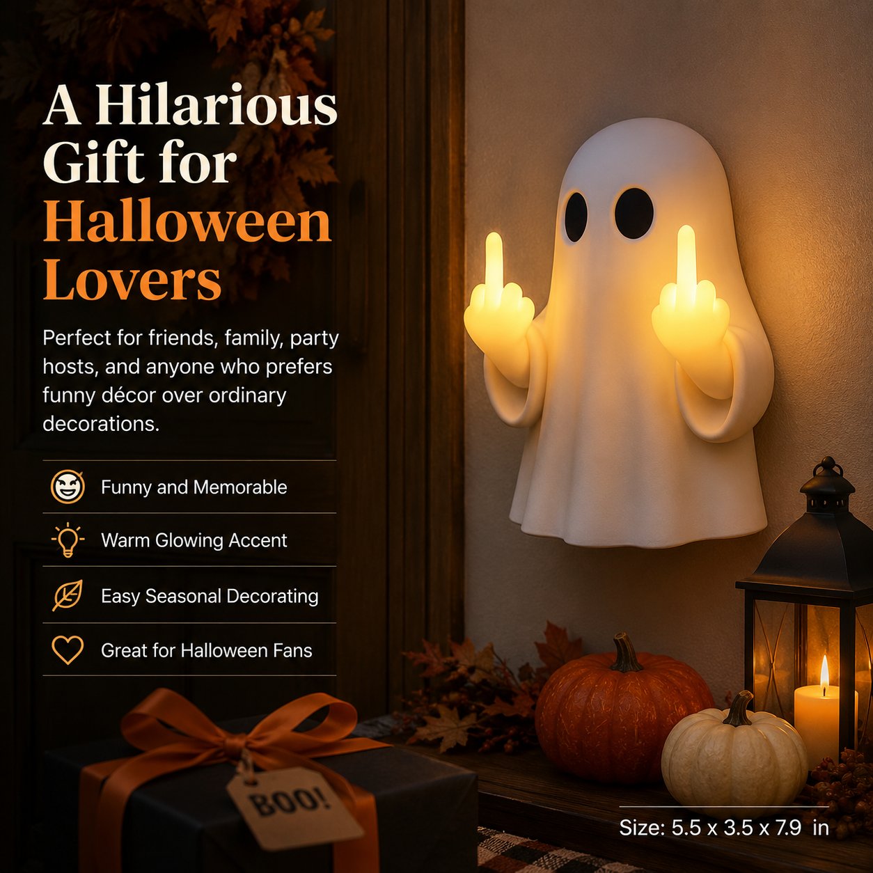 Light-Up Middle Finger Ghost Halloween gift idea