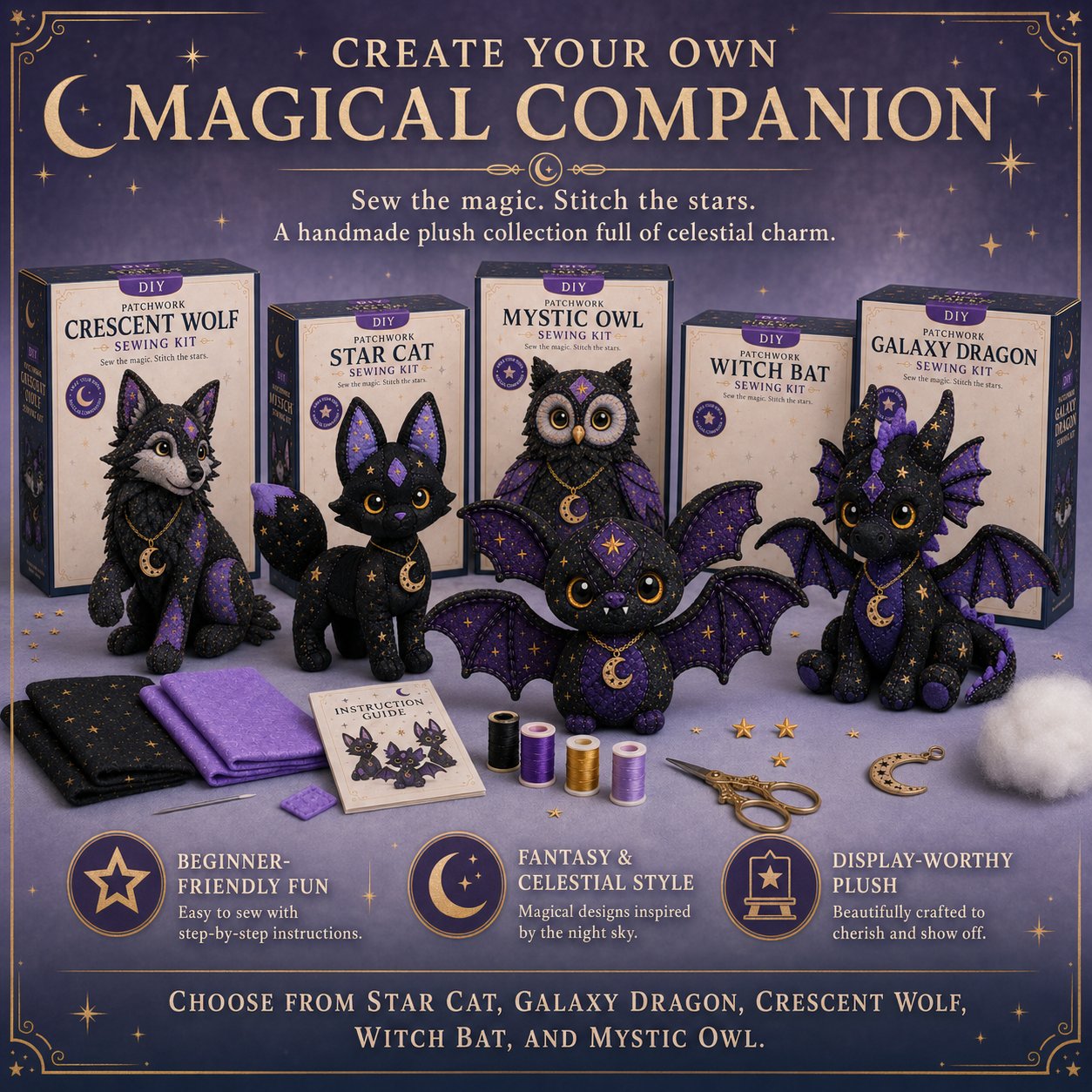 Perfect occasions for mystic animal sewing kit
