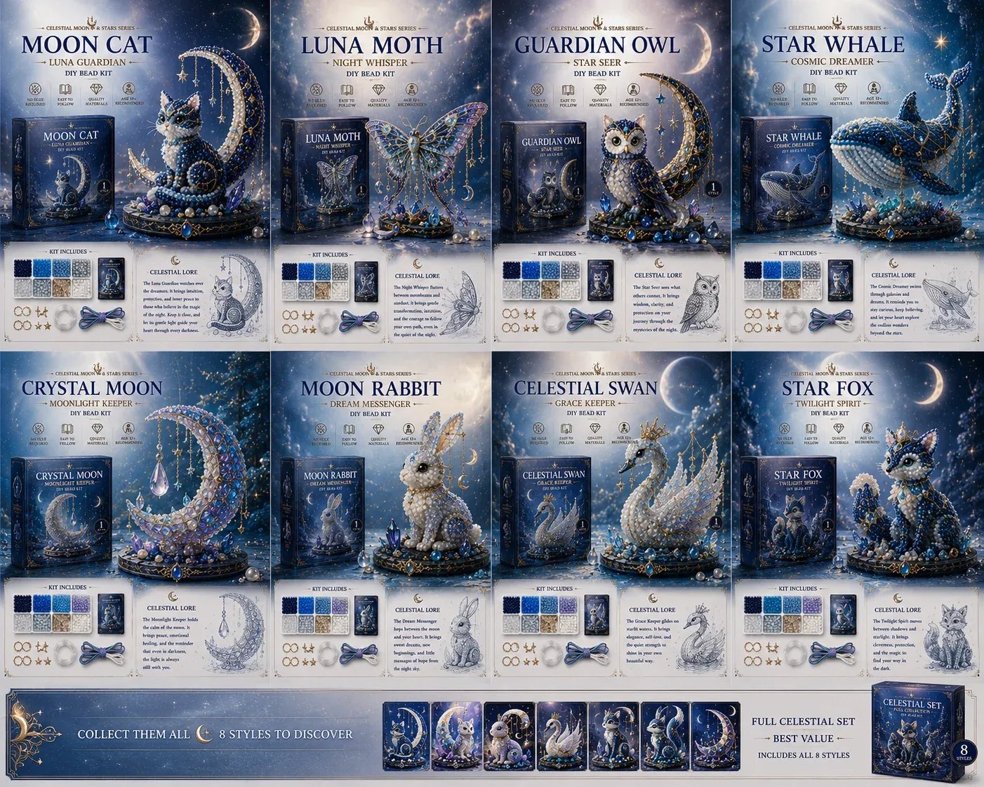 Celestial DIY bead kit styles