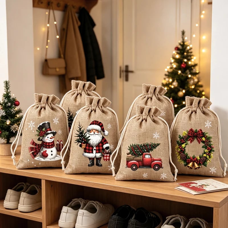 Reusable polyester Christmas gift bag fabric