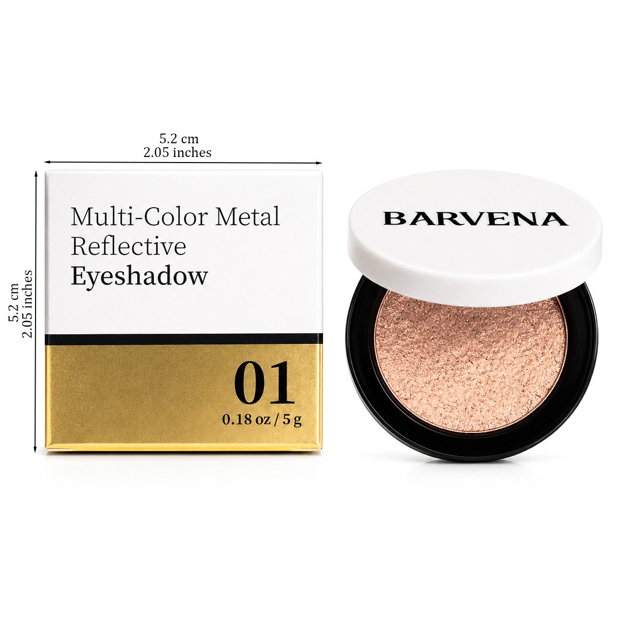 Multicolor Metallic Eyeshadow – Buildable, shimmering metallic eyeshadow - #01（Glaze)Shimmering / Cosmetic Brush