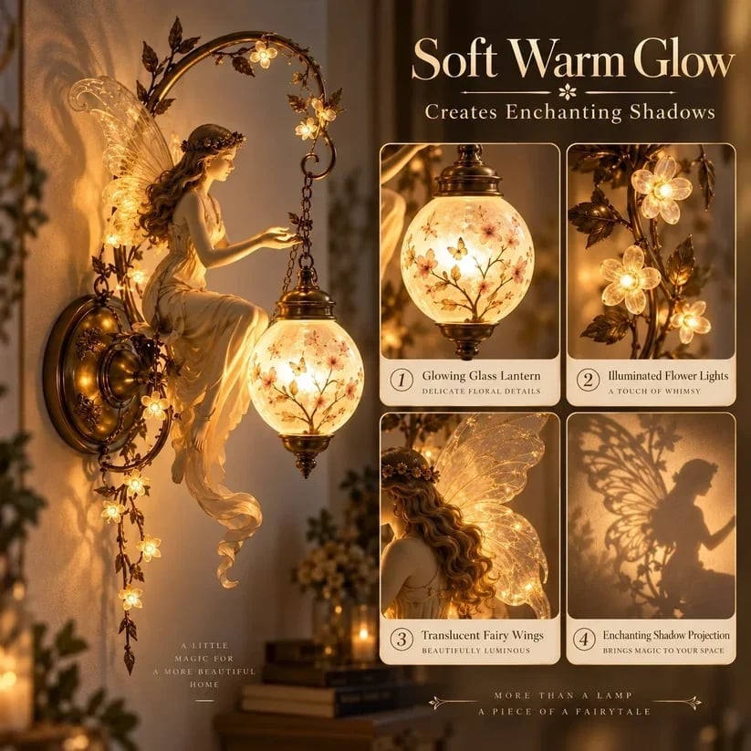 Fairy wall light warm glow collage