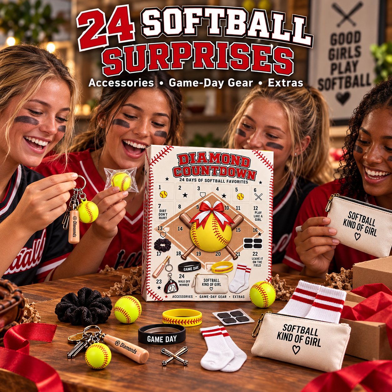 24 softball themed surprises