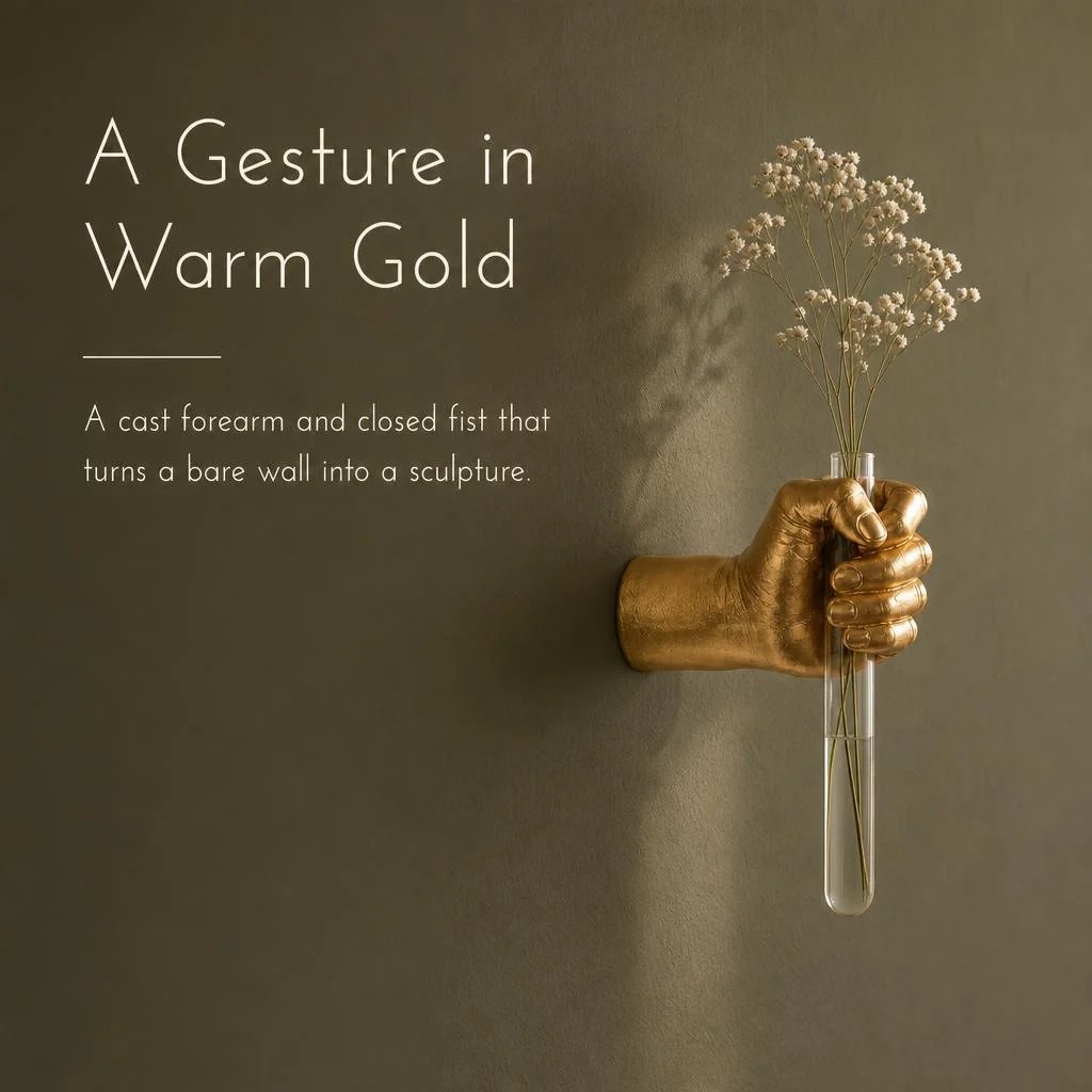 Warm Gold Sculptural Hand Vase