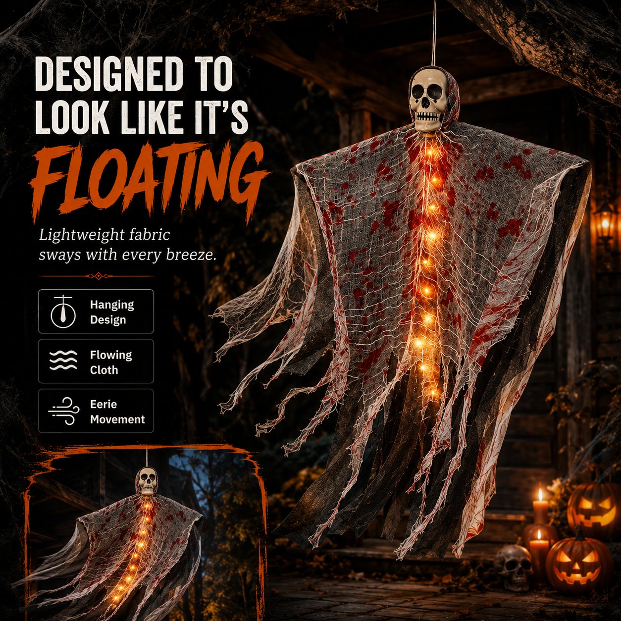 Floating hanging ghost Halloween decoration