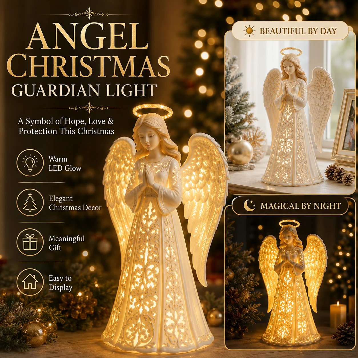 Angel Guardian Light dimensions and easy display
