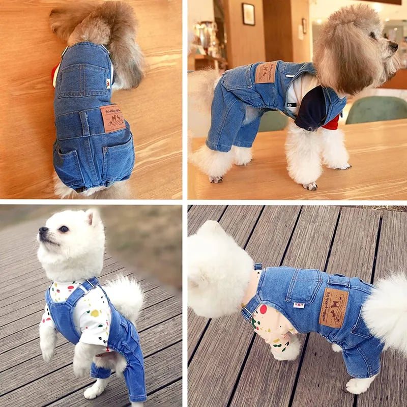 Dog Clothes For Frenchies Denim Overalls: Soft Jean French Bulldog Clothes, Puppy Costume for Small Medium Dogs - Stylish & Comfortable