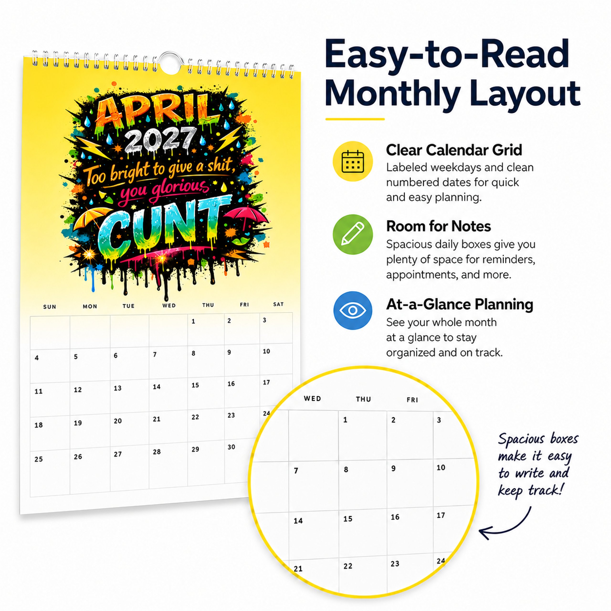 Calendar interior month layouts