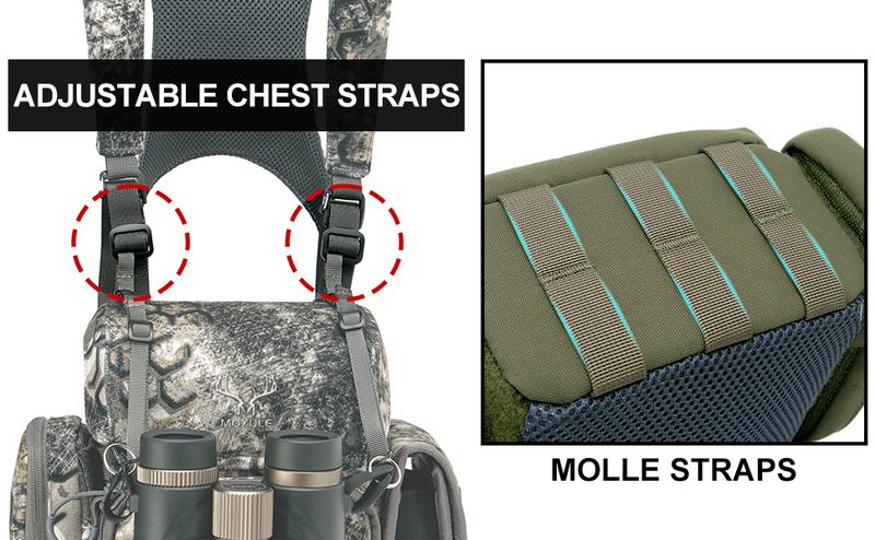 Binocular Harness Chest Pack: Waterproof Bino Case with Rangefinder Pocket for Hunting Birdwatching and Hiking