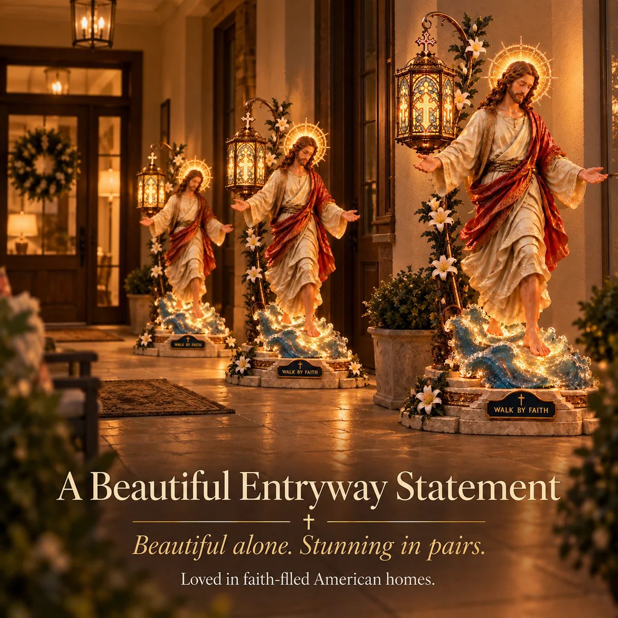 ✨ Walk by Faith™ – Jesus Walking on Water Reflection Light