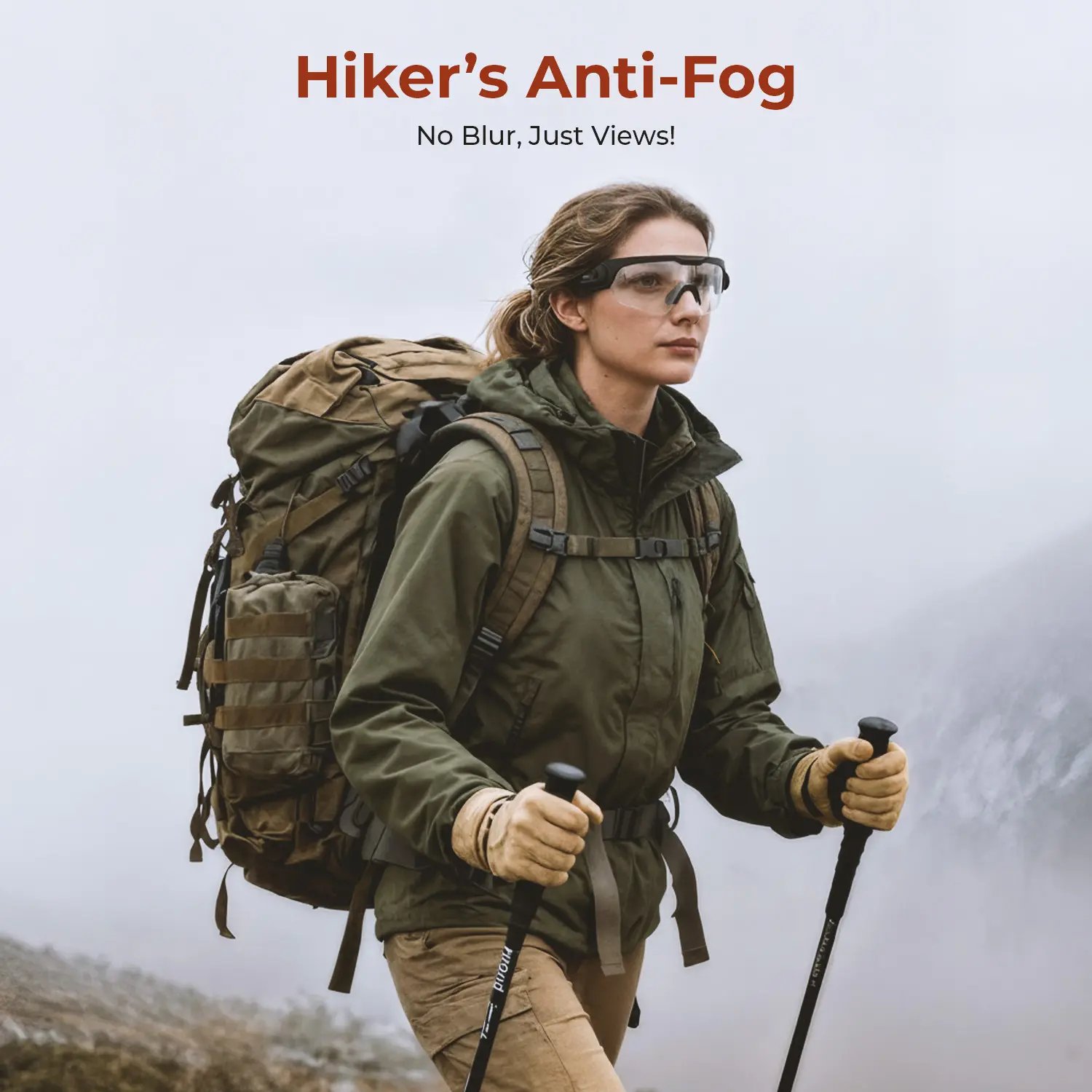 Anti-fog safety goggles in outdoor use