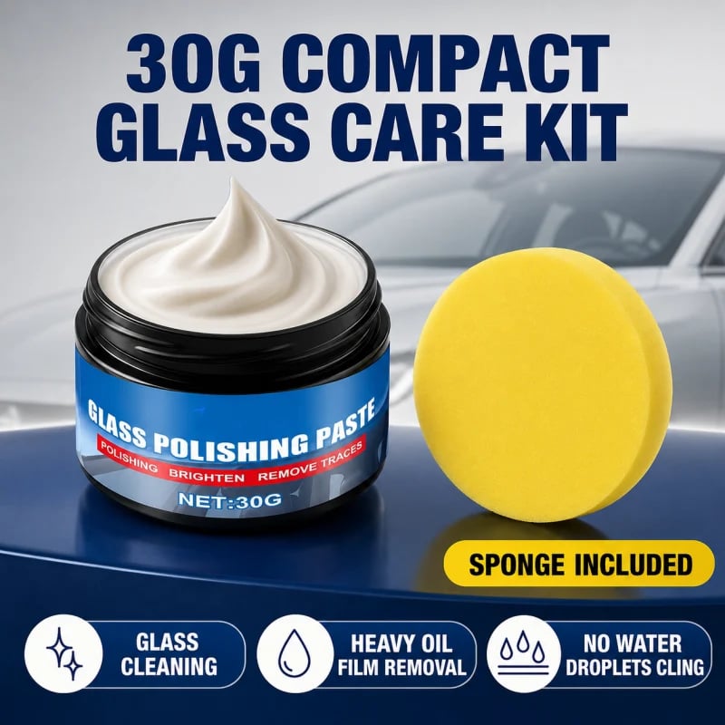 Car glass oil film remover kit with sponge