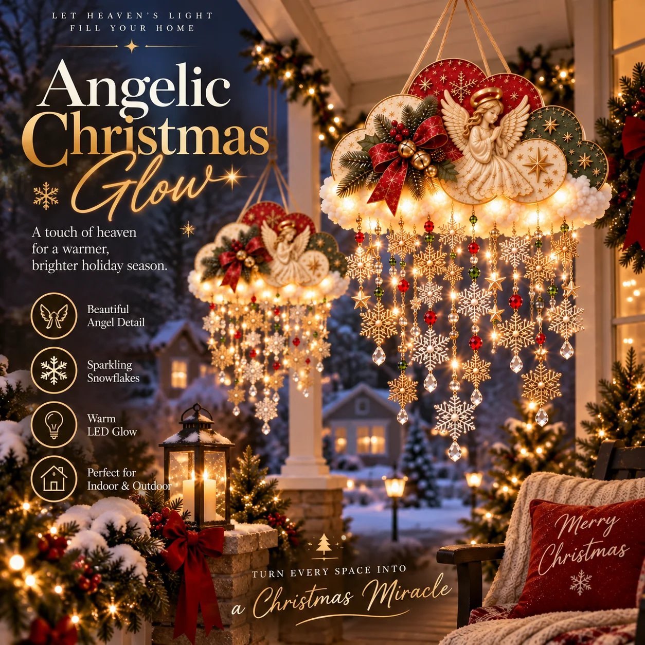 Angelic Christmas Glow hanging snowfall cloud