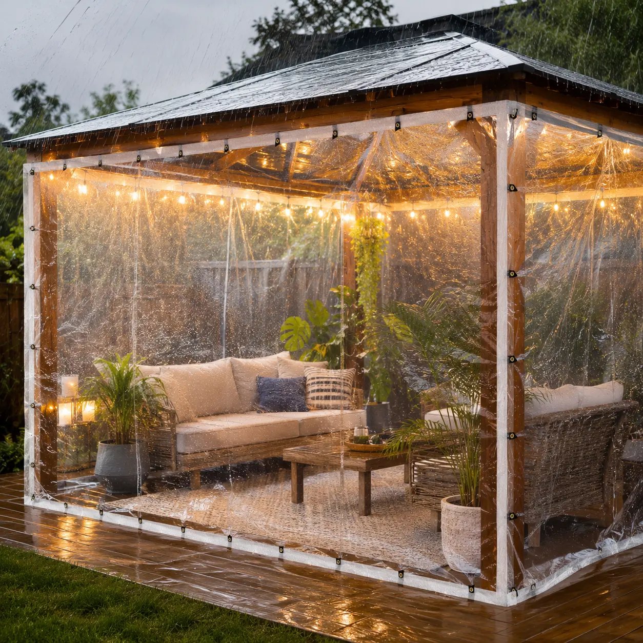 Clear polyethylene tarp product details for outdoor covering