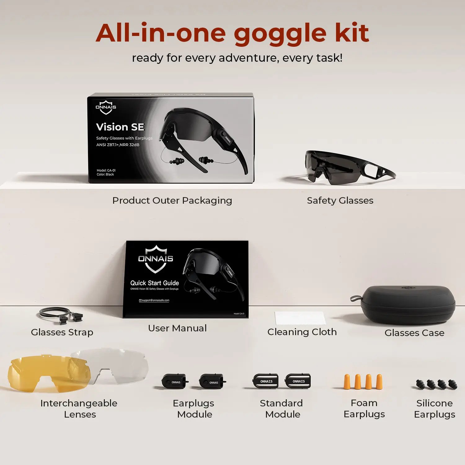 Safety goggles full kit and accessories