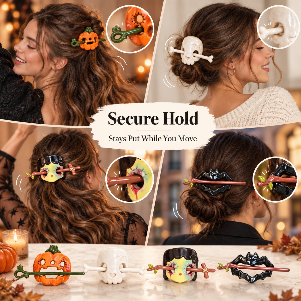 Zombie bat skull hair accessory