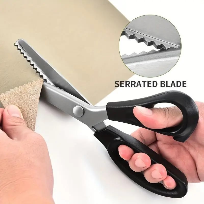 Sharp serrated blade zig zag scissors