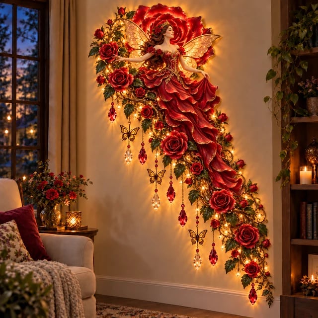 Rose fairy wall light