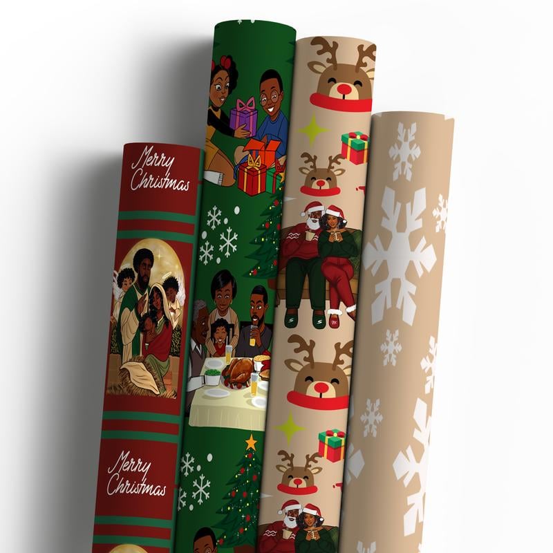 🔥This Week's Special Offer 49% OFF🎅🏾🤶🏾Home for the Holidays Black Santa Wrapping paper