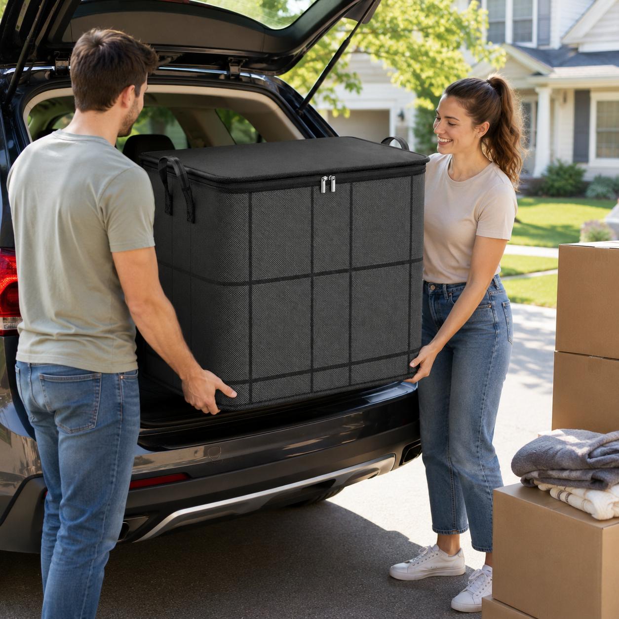 Spacious Moving Storage Bin, Zippered Organizer for Quilts, Bedding & Sweaters, Large Capacity Fabric Bag for Moving Day, Closet & Bedroom Use Spacious Moving Storage Bin, Zippered Organizer for Quilts, Bedding & Sweaters, Large Capacity Fabric Bag for Moving Day, Closet & Bedroom Use