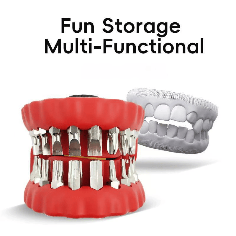 Denture shaped screwdriver bit holder
