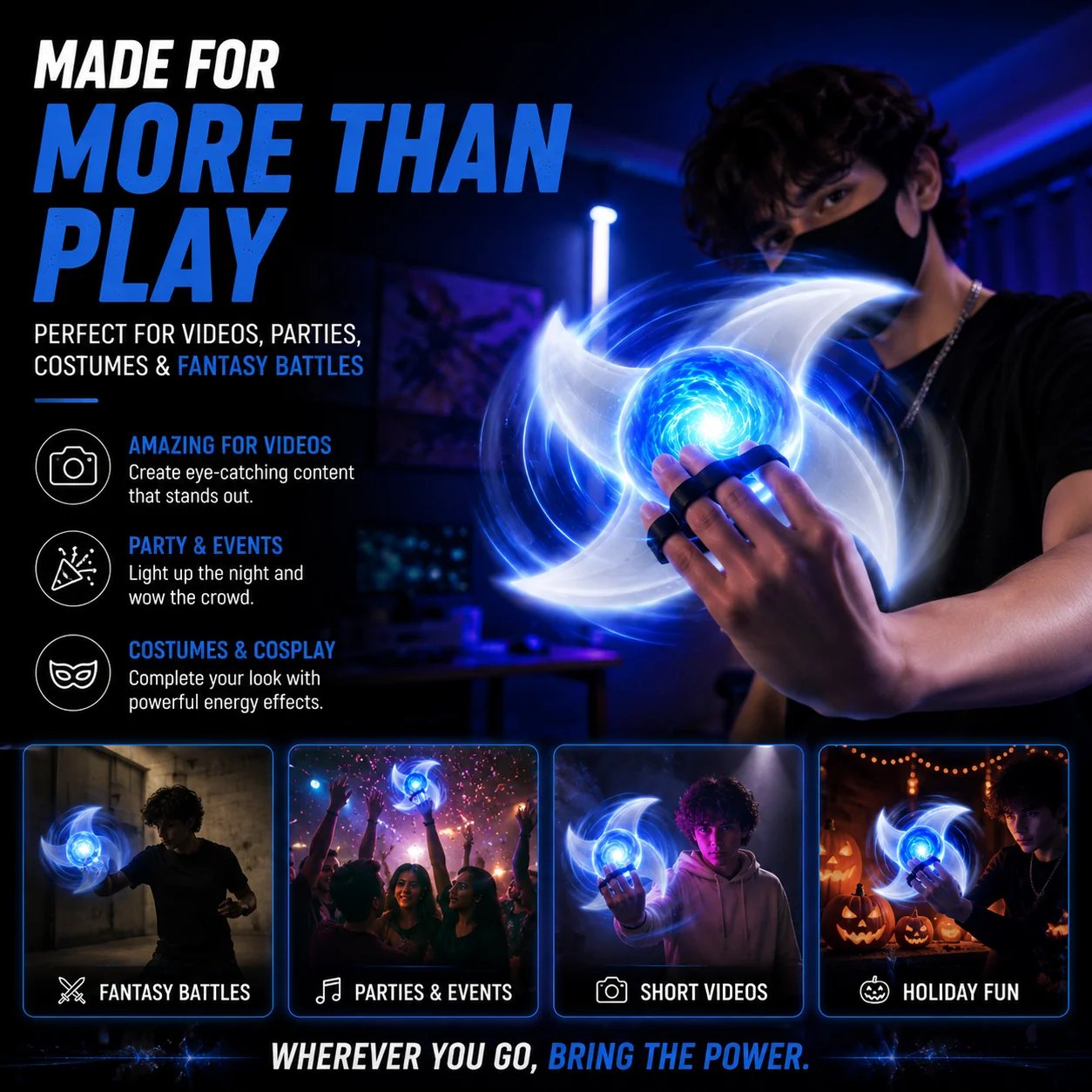 Spinning LED toy for videos and parties