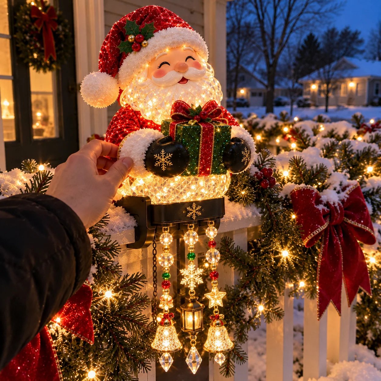 Santa Christmas Railing Light at Home