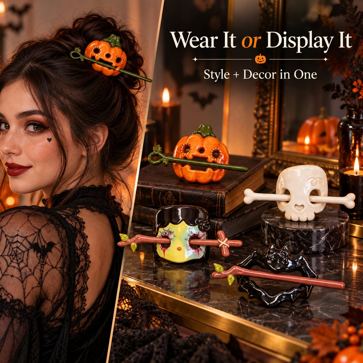 Halloween ceramic hair accessory styles