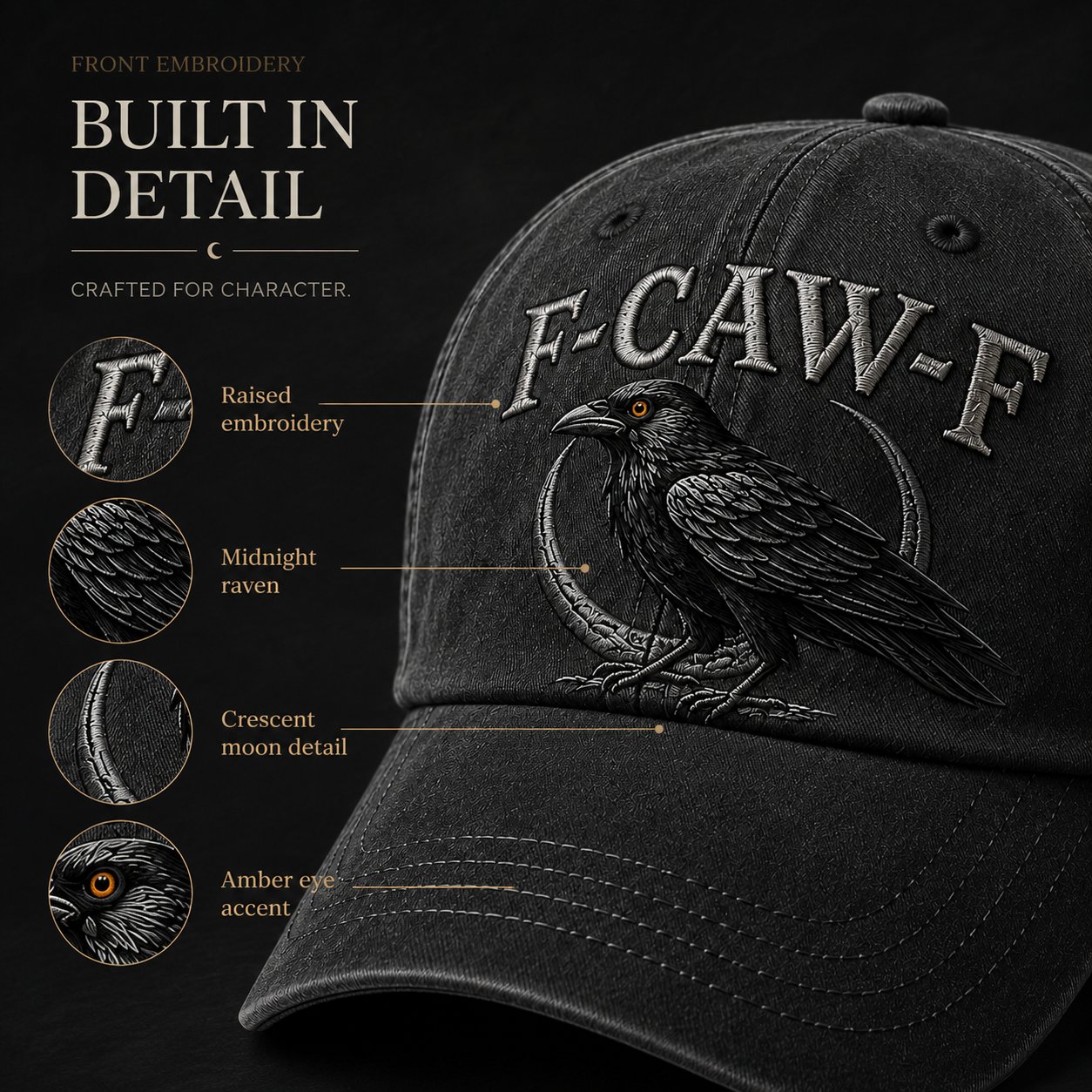 F-CAW-F raised embroidery detail