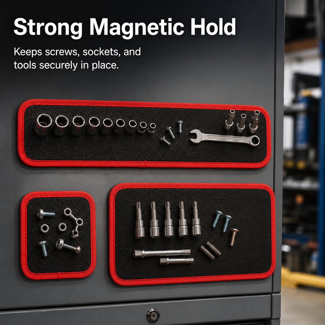 Strong magnetic hold for screws sockets and tools