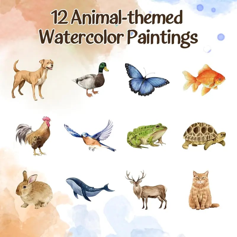 Completed watercolor animal paintings displayed and given as handmade gifts