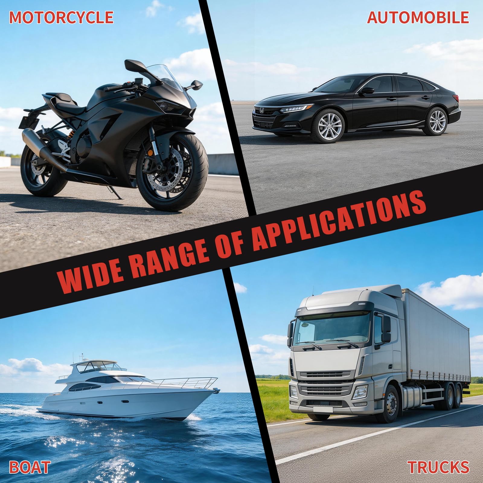Suitable for Motorcycles, Automobiles, Boats, and Trucks