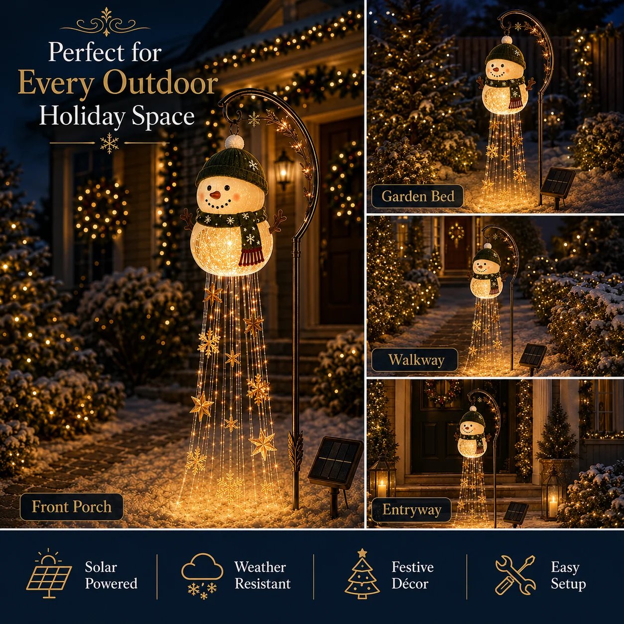 Snowman Starlight Cascade outdoor placement ideas
