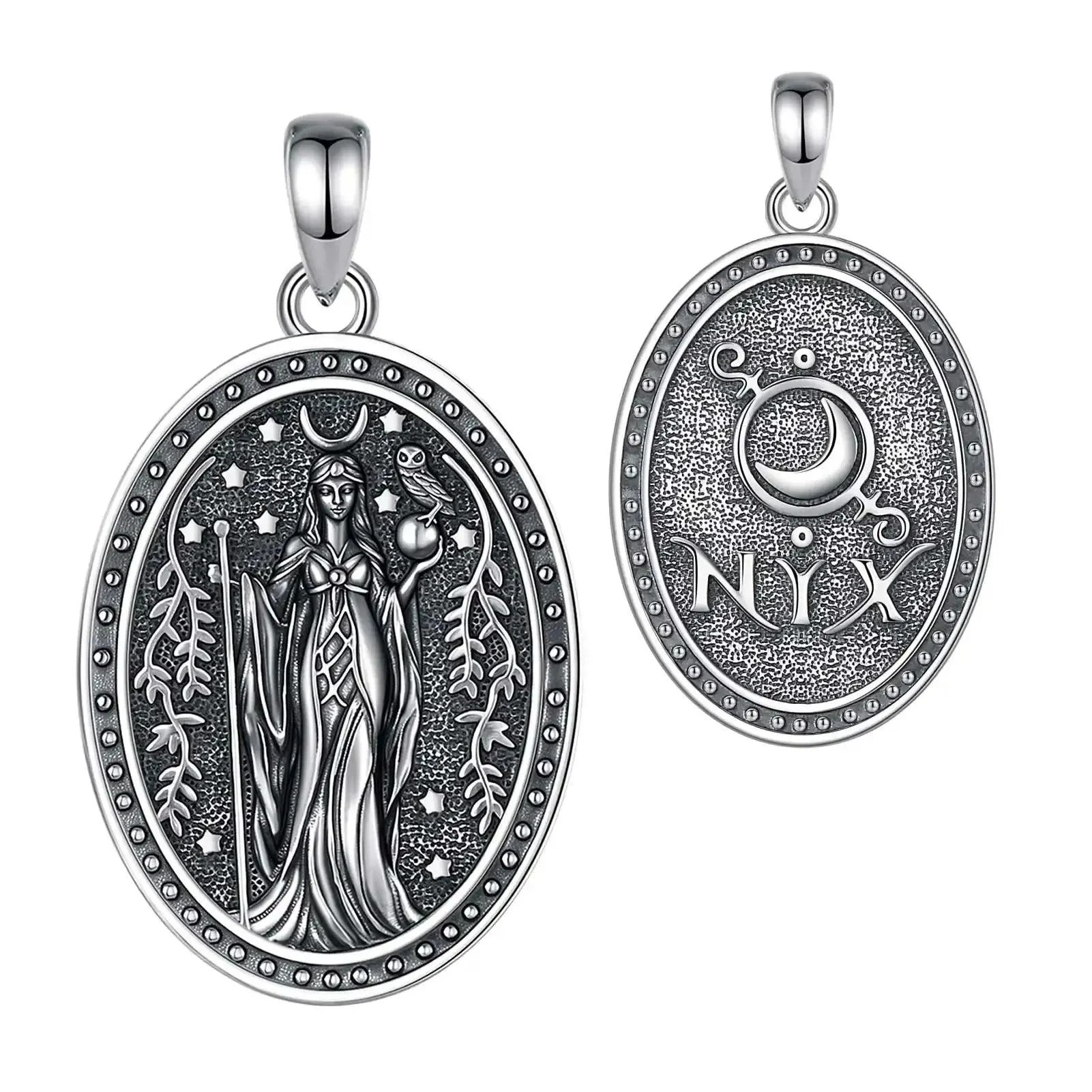 🔥LAST DAY 50% OFF✨Handmade 925 Sterling Silver NYX Goddess Necklace Greek Mythology Night Goddess Pendant Gothic Wicca Pagan Jewelry