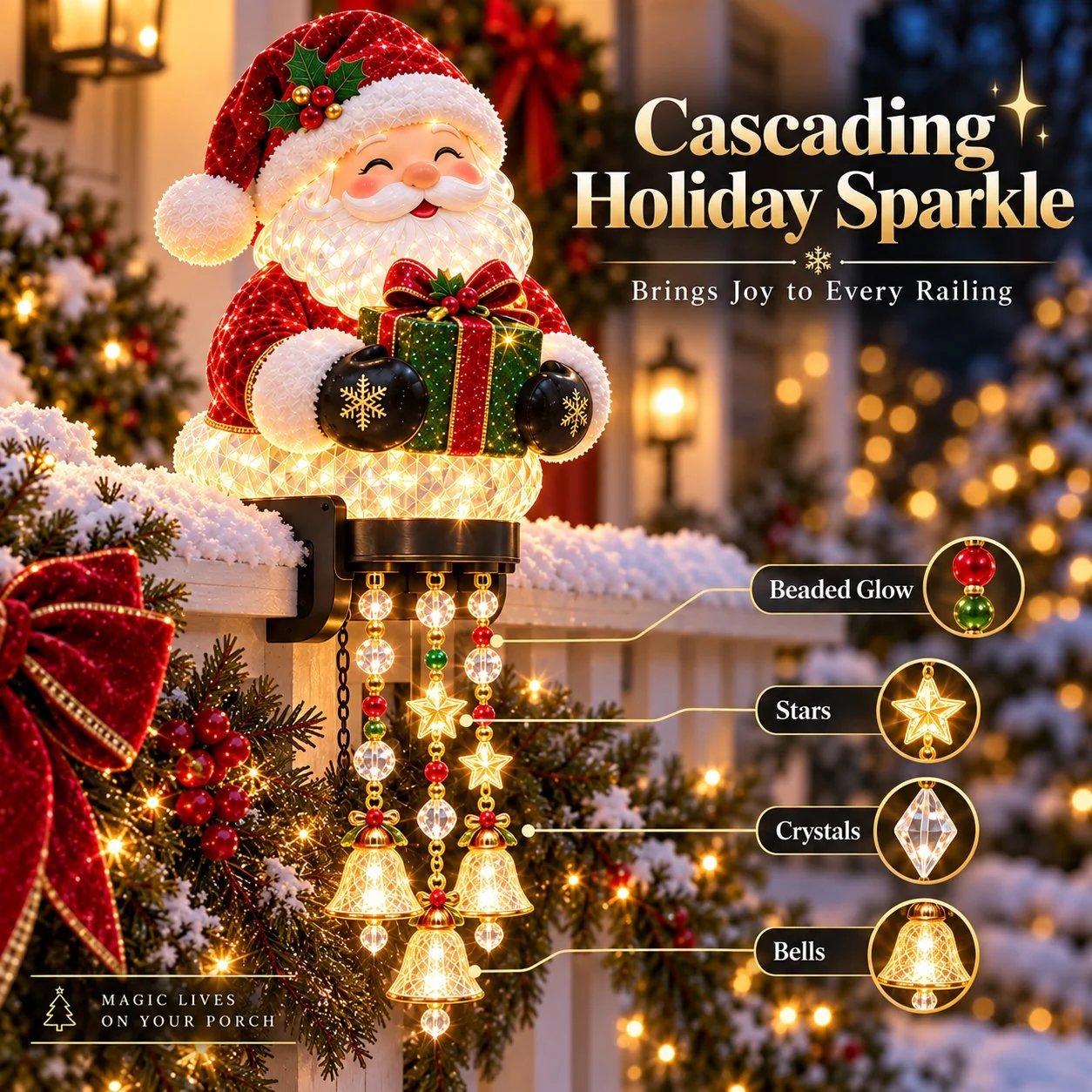 Christmas Railing Light Hanging Ornament Details