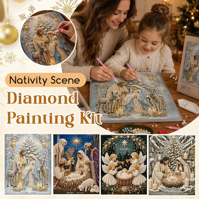 Nativity scene diamond painting kit Christian Christmas decor