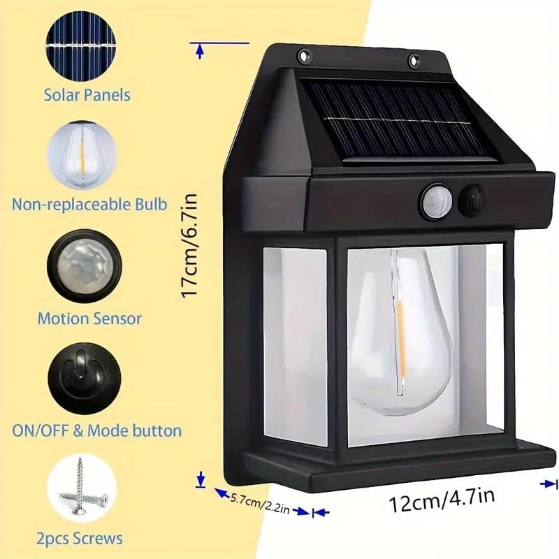 4 Pack Solar Outdoor Wall Lights with Motion Sensor - Waterproof IP65 Garden Security Lighting, 3 Modes Auto Dusk to Dawn, Wireless Decorative Lamp for Patio, Villa, Pathway (Modern Black Design)