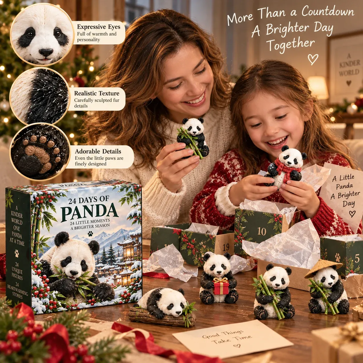 Family sharing the panda advent calendar countdown